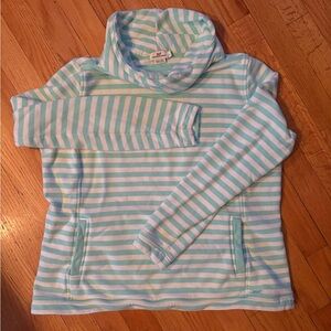 Women’s Vineyard Vines light teal and White Striped cowl neck Hoodie